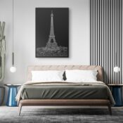 Paris Eiffel Tower Canvas Art Print for Bedroom - Portrait - Dark
