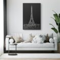 Paris Eiffel Tower Canvas Art Print for Living Room- Portrait - Dark