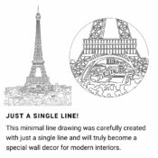 Paris Eiffel Tower One Line Drawing - Portrait - Light
