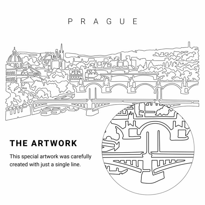 Prague Skyline Vector Art - Single Line Art Detail