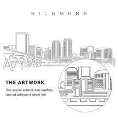 Richmond Skyline Vector Art - Single Line Art Detail
