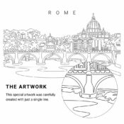Rome St Peters Basilica Vector Art - Single Line Art Detail