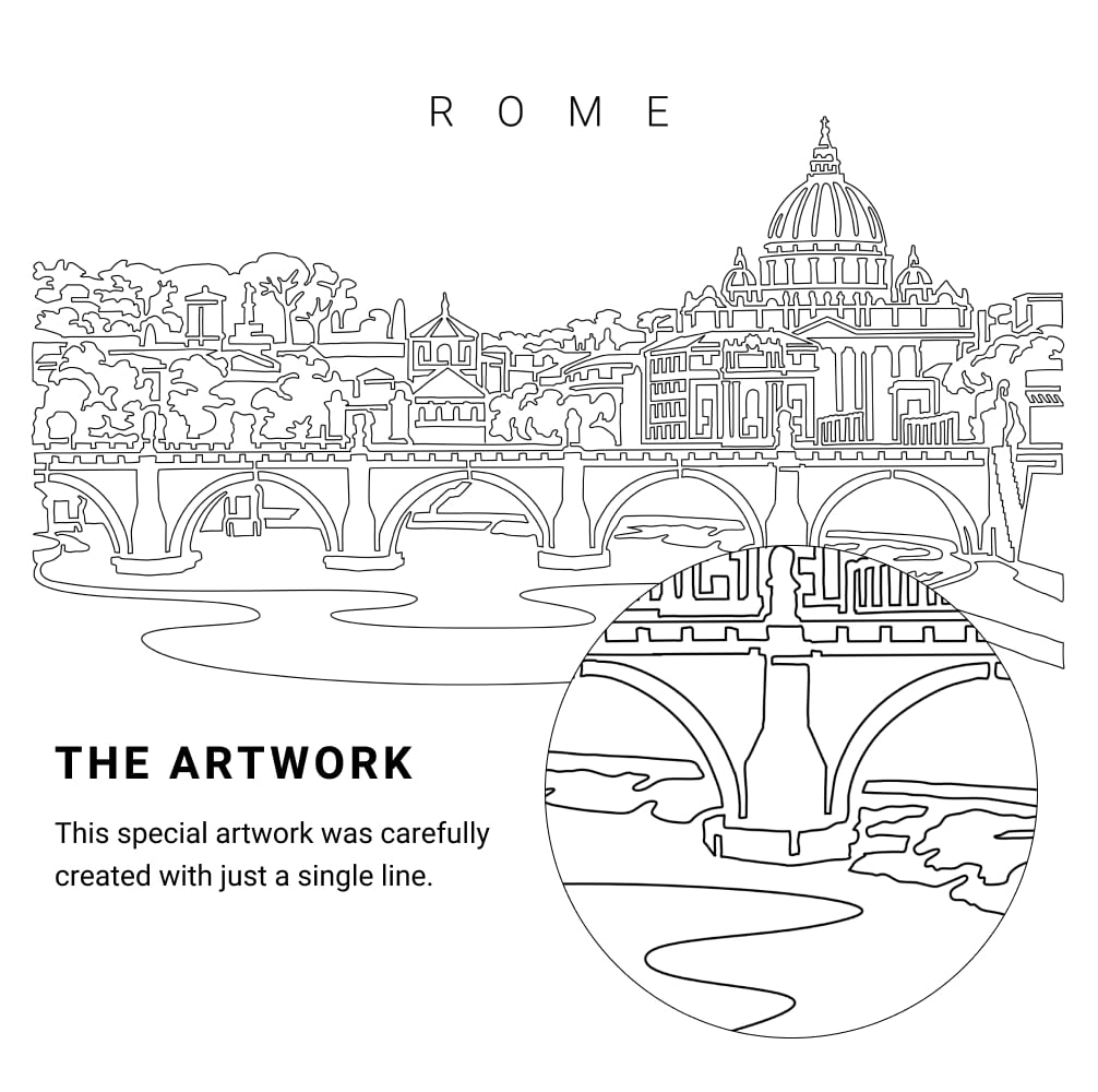 Rome St Peters Basilica Vector Art - Single Line Art Detail