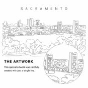 Sacramento Vector Art - Single Line Art Detail