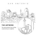 San Antonio Vector Art - Single Line Art Detail