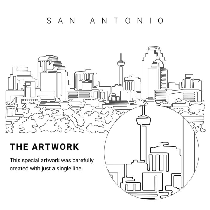 San Antonio Vector Art - Single Line Art Detail