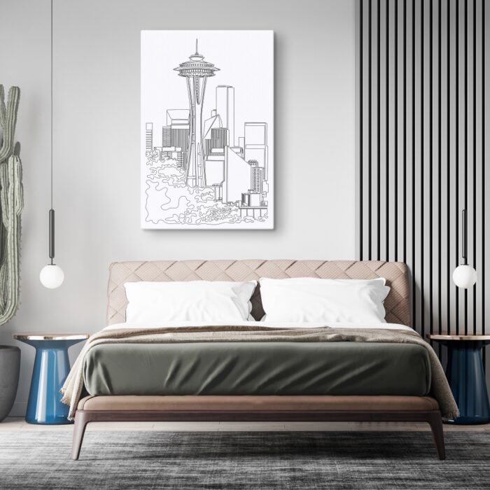 Seattle Skyline Canvas Art Print for Bedroom - Portrait