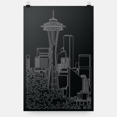 Seattle Space Needle Art Print - Portrait - Dark