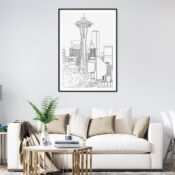 Seattle WA Art Print for Living Room - Portrait