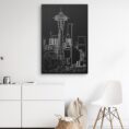 Seattle skyline Canvas Art Print - Wall Decor - Portrait - Dark