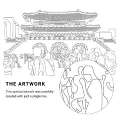 Seoul Gwanghwamun Gate Vector Art - Single Line Art Detail