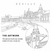 Seville Plaza De Espana Vector Art - Single Line Art Detail
