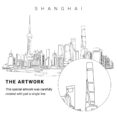 Shanghai China Vector Art - Single Line Art Detail