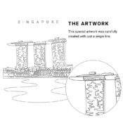 Singapore Marina Bay Sands Vector Art - Single Line Art Detail - Portrait