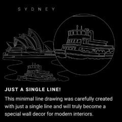Sydney Opera House One Line Drawing - Portrait - Dark