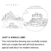 Sydney Opera House One Line Drawing - Portrait - Light