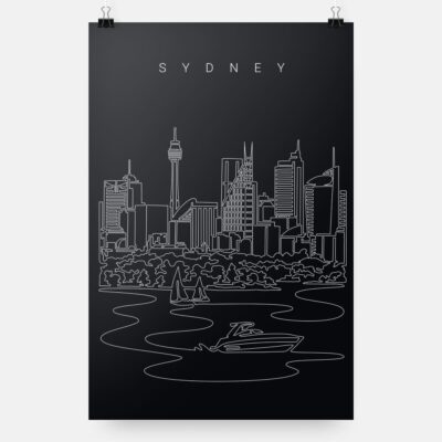 Sydney Skyline Art Print - Portrait - Dark
