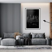 Sydney Skyline Art Print for Living Room - Portrait - Dark