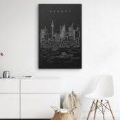 Sydney Skyline Canvas Art Print - Wall Decor - Portrait - Dark