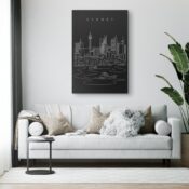 Sydney Skyline Canvas Art Print for Living Room- Portrait - Dark