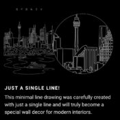 Sydney Skyline One Line Drawing - Portrait - Dark