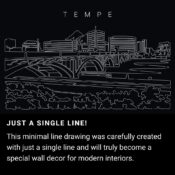 Tempe AZ One Line Drawing Art - Dark