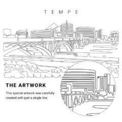 Tempe AZ Skyline Vector Art - Single Line Art Detail