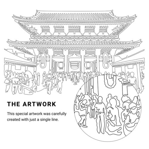 Tokyo Asakusa Vector Art - Single Line Art Detail