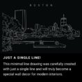 Boston Charles River Esplanade One Line Drawing Art - Dark