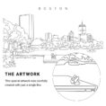 Boston Esplanade Vector Art - Single Line Art Detail