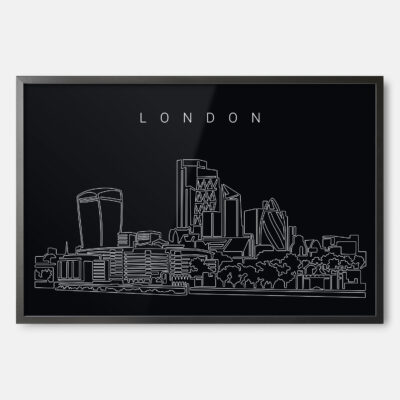 Framed London Skyline Wall Art - Dark
