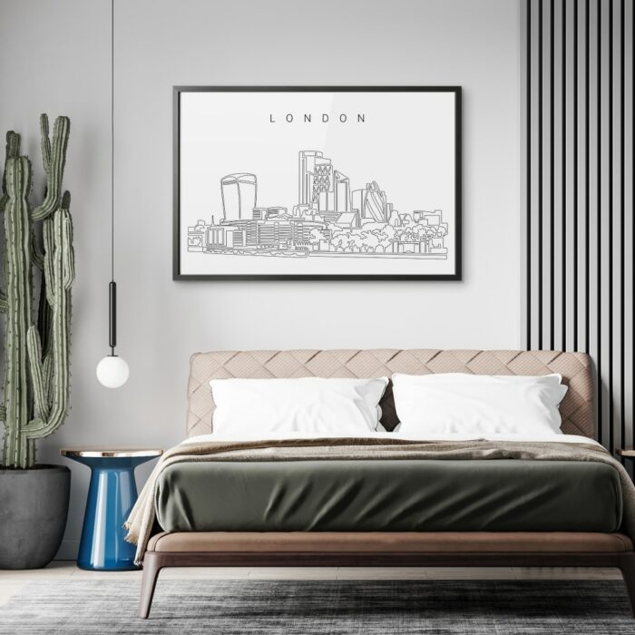 Framed London Skyline Wall Art for Bedroom