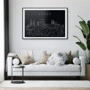 Akron Skyline Art Print for Living Room - Dark