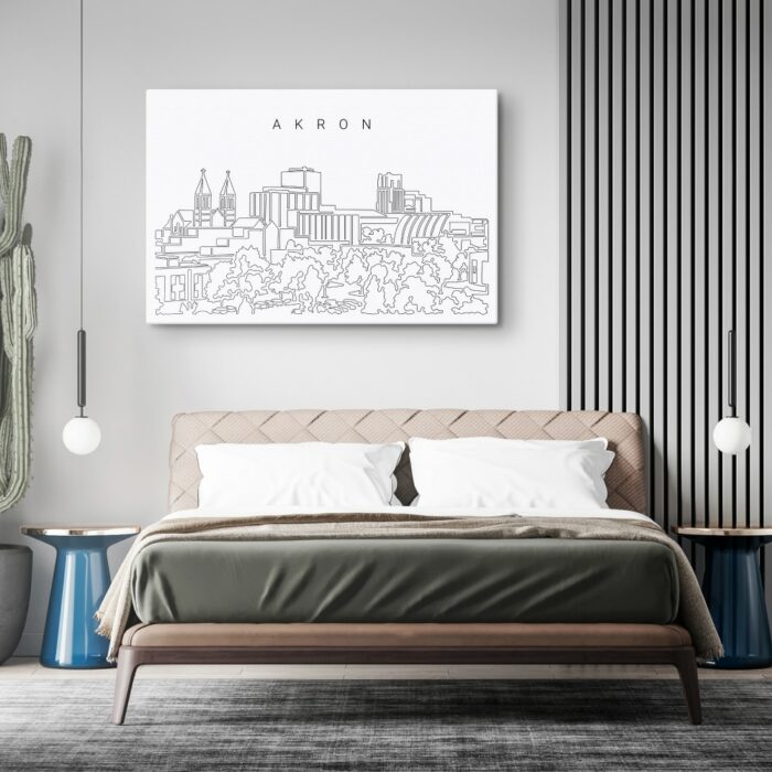 Akron Skyline Canvas Art Print - Bed bedroom