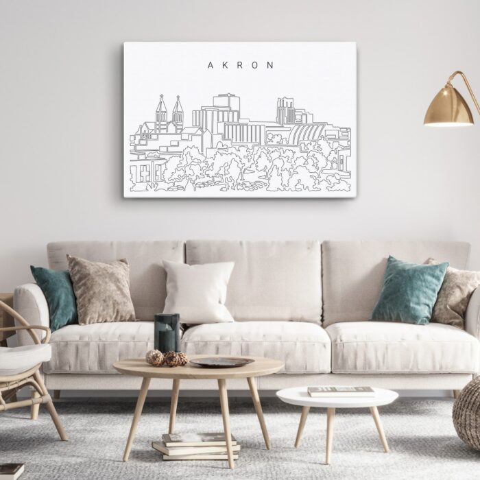 Akron Skyline Canvas Art Print - Living Room