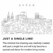 Akron Skyline Continuous Line Drawing Art Work