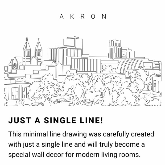 Akron Skyline Continuous Line Drawing Art Work