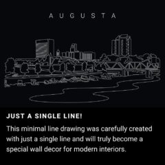 Augusta Skyline One Line Drawing Art - Dark