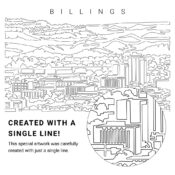 Billings Montana Vector Art - Single Line Art Detail