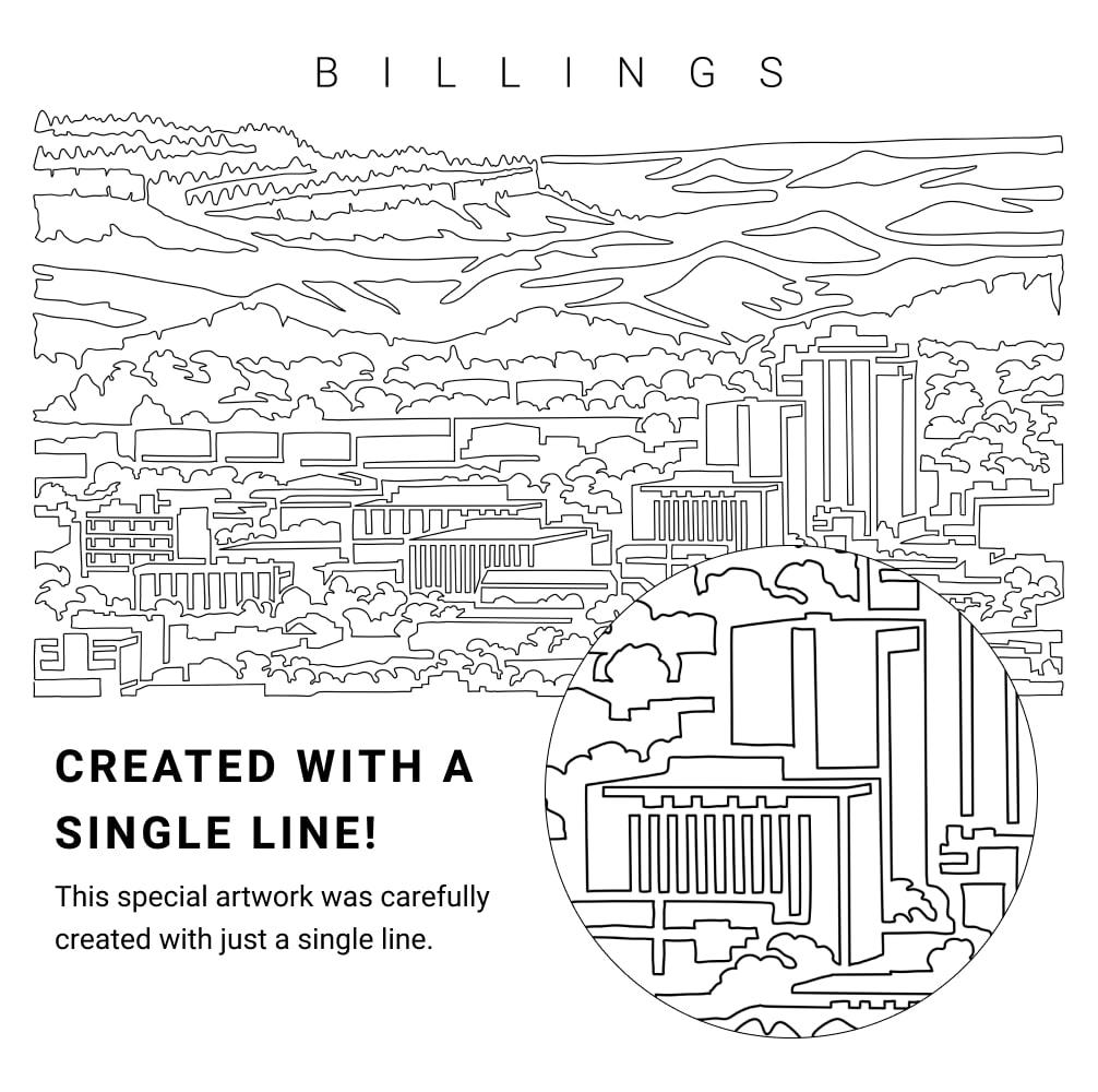Billings Montana Vector Art - Single Line Art Detail