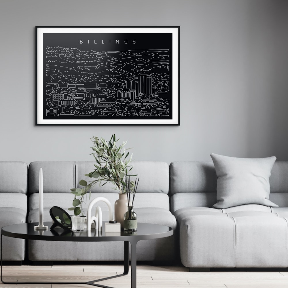 Billings Skyline Art Print for Living Room - Dark