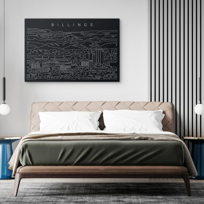 Billings Skyline Canvas Art Print - Bed Room - Dark