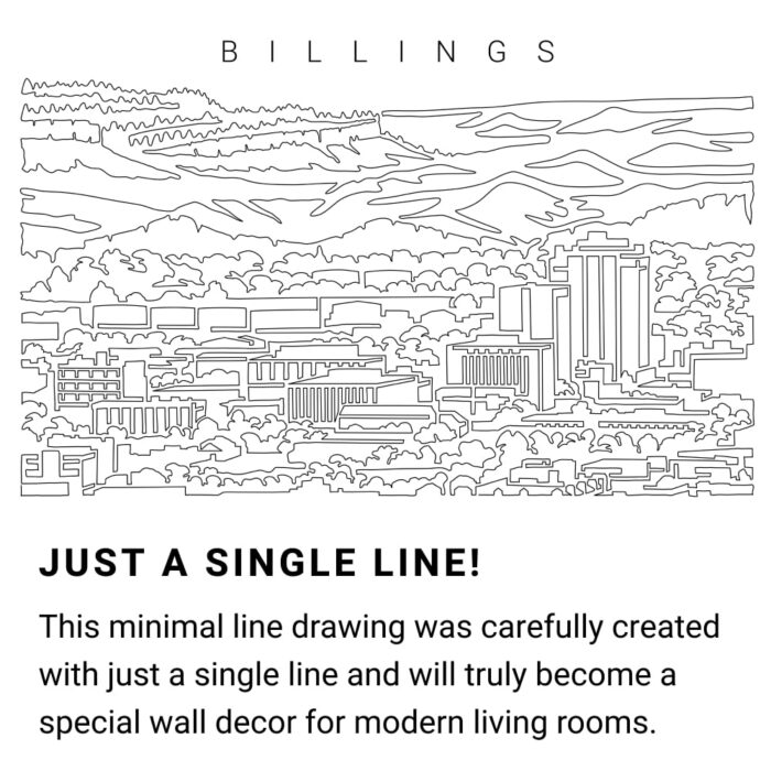 Billings Skyline Continuous Line Drawing Art Work