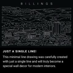 Billings Skyline One Line Drawing Art - Dark