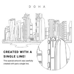 Doha Qatar Vector Art - Single Line Art Detail