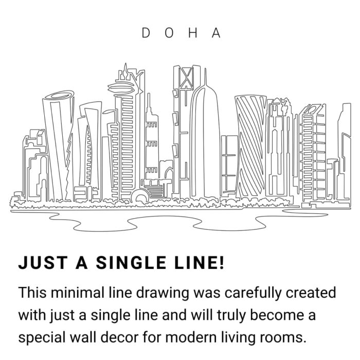 Doha Skyline Continuous Line Drawing Art Work