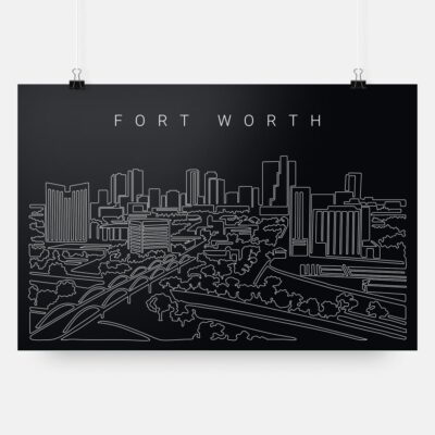 Forth Worth Skyline Art Print - Dark