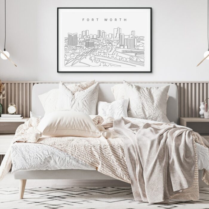 Forth Worth Skyline Art Print for Bedroom