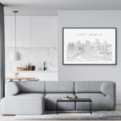 Forth Worth Skyline Art Print for Living Room