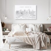 Forth Worth Skyline Canvas Art Print - Bed Room